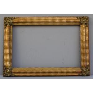 Large Restoration Period Frame In Wood And Golden Stucco