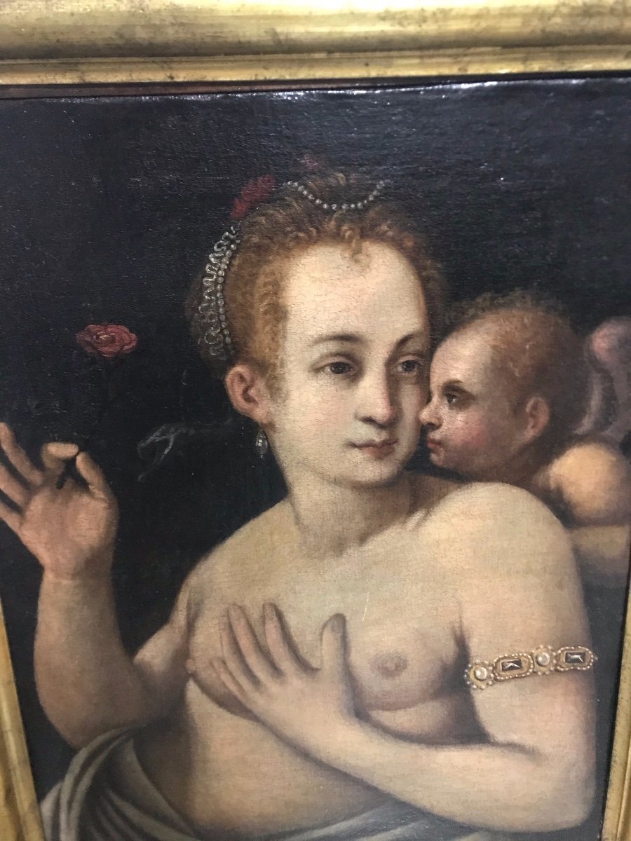 XVI Century Fontainebleau School, Venus And Cupid-photo-3