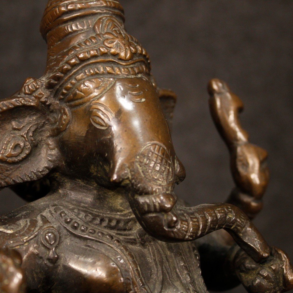Sculpture Indienne En Bronze Représentant Divinité-photo-4
