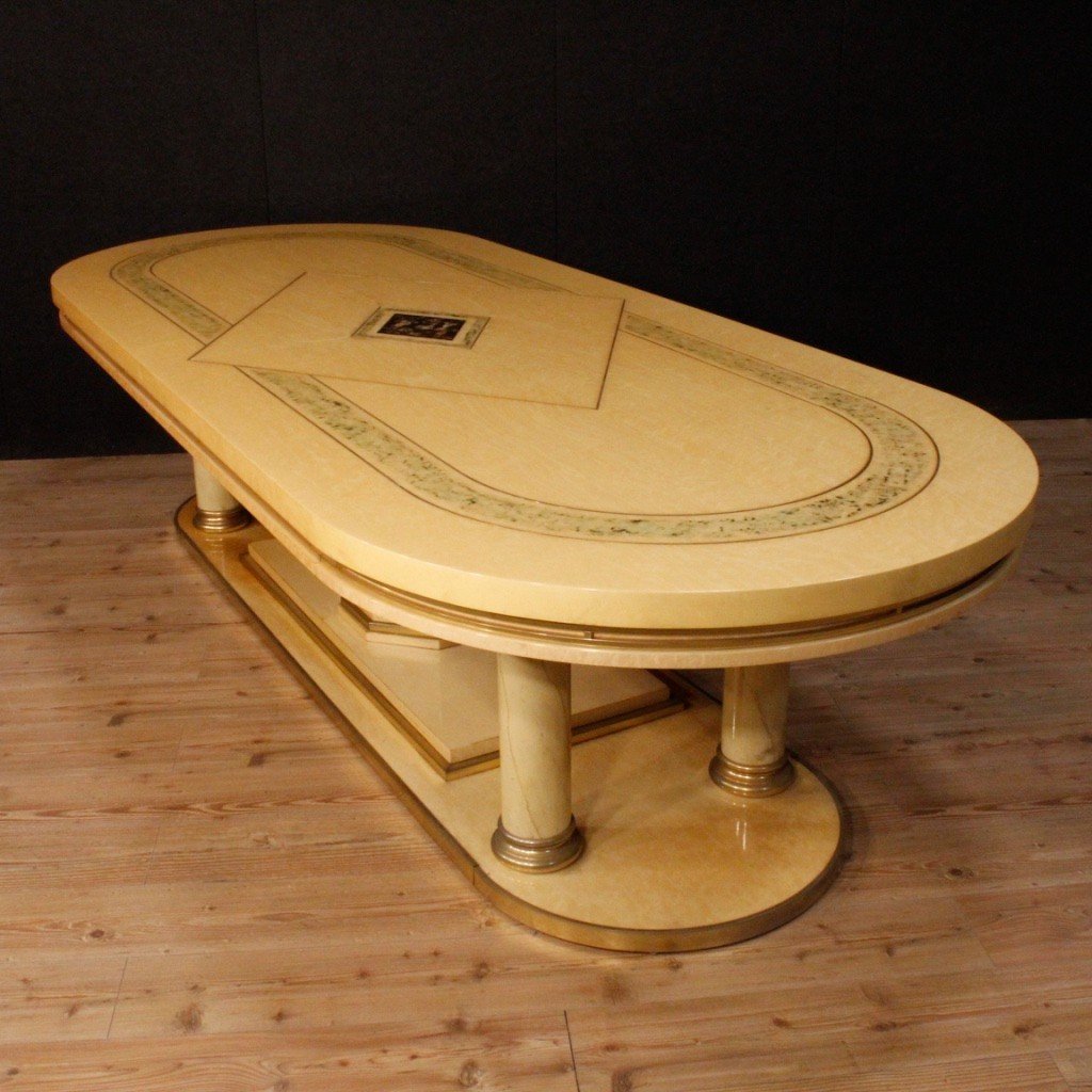 Italian Conference Table In Exotic Wood From 20th Century-photo-8