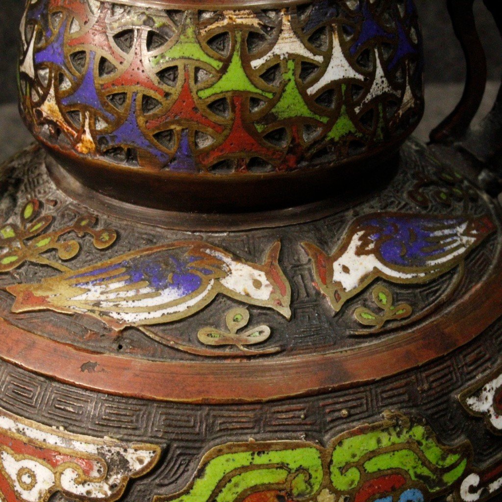 Pair Of Oriental Metal Vases From 20th Century-photo-6