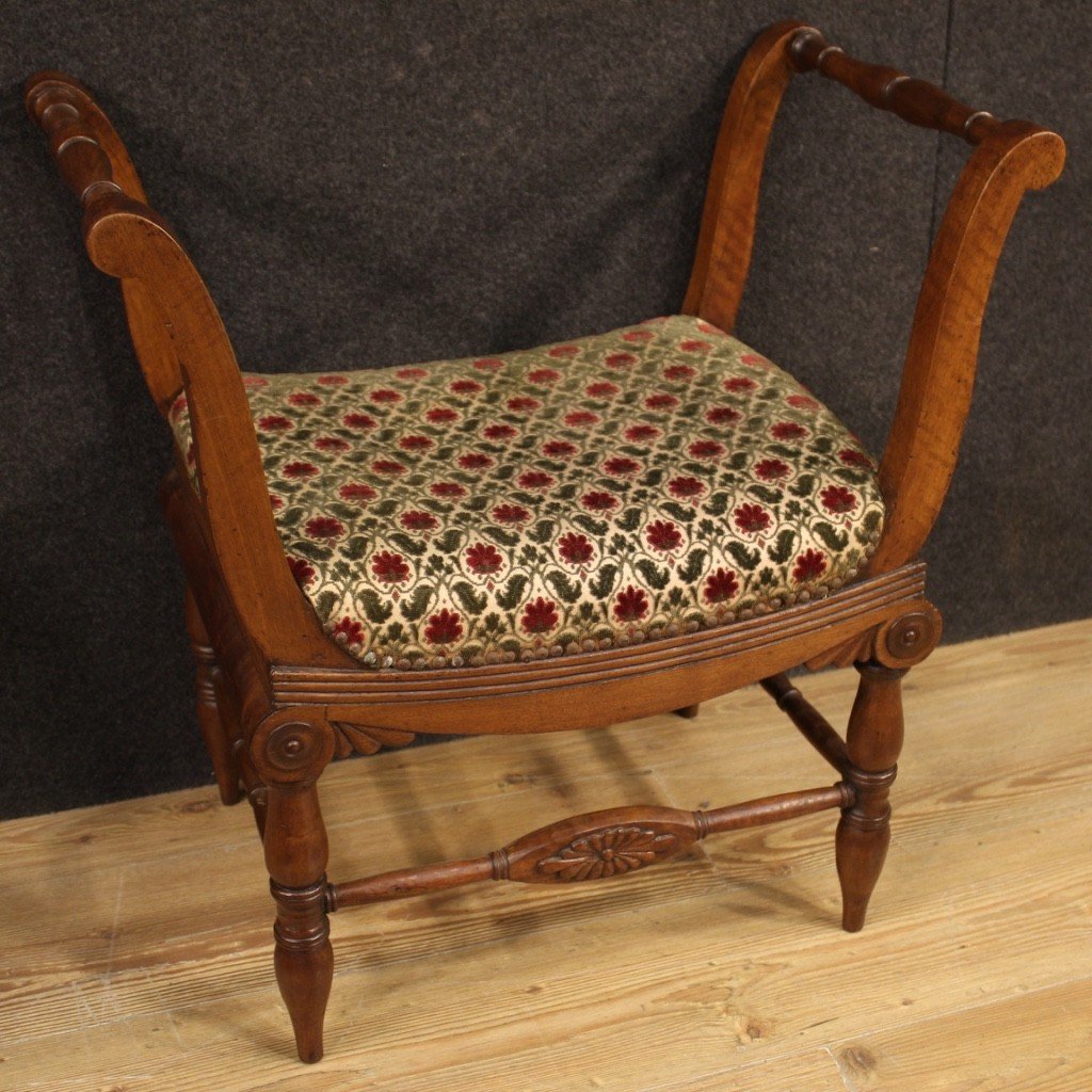 Paire De Bancs Italiens d'époque Charles X En Bois De Noyer-photo-7