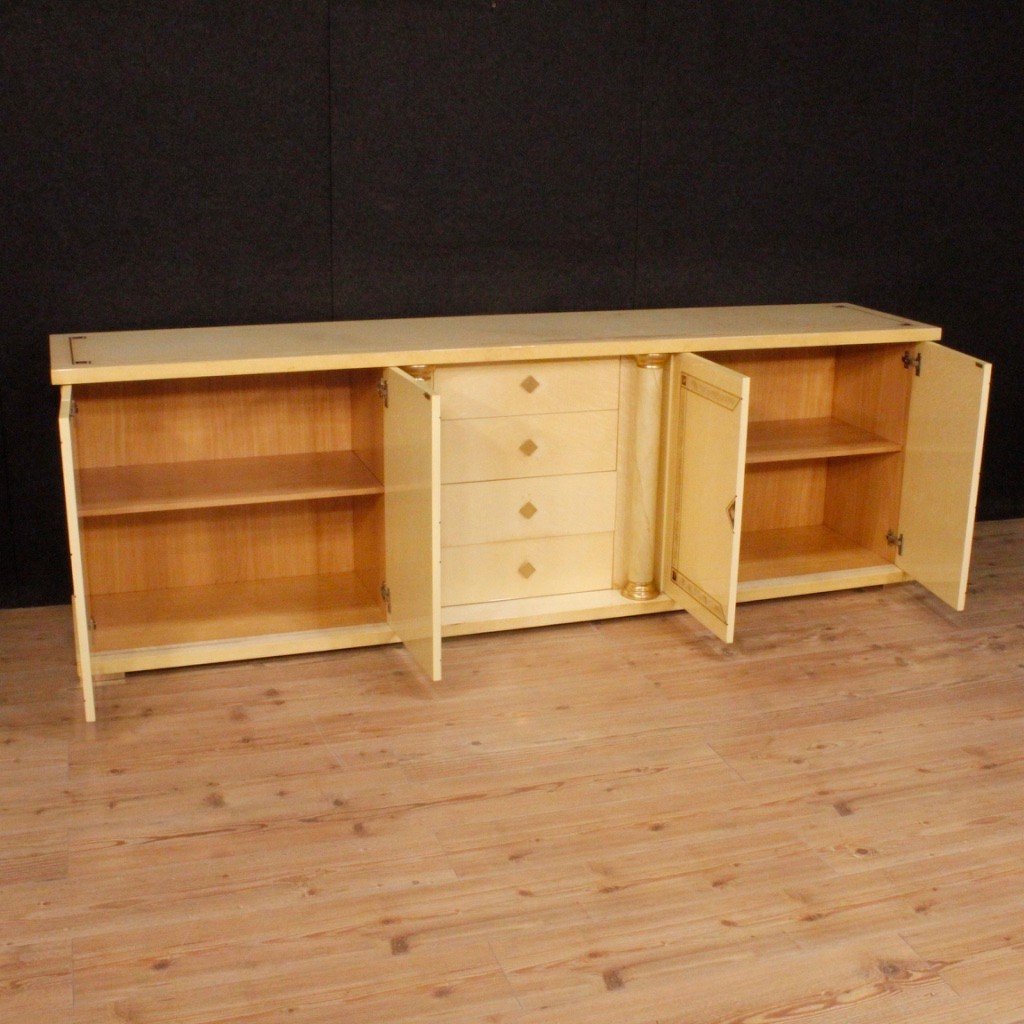 Italian Sideboard In Exotic Wood And Brass From 20th Century-photo-4