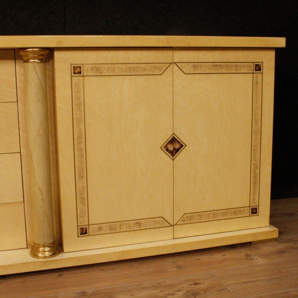 Italian Sideboard In Exotic Wood And Brass From 20th Century-photo-6