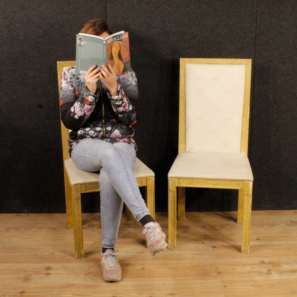 8 Lacquered And Painted Italian Chairs From 20th Century-photo-3