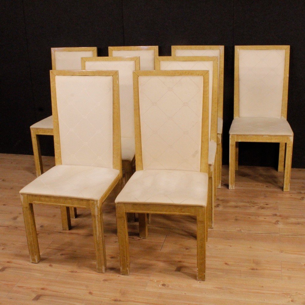 8 Lacquered And Painted Italian Chairs From 20th Century-photo-2