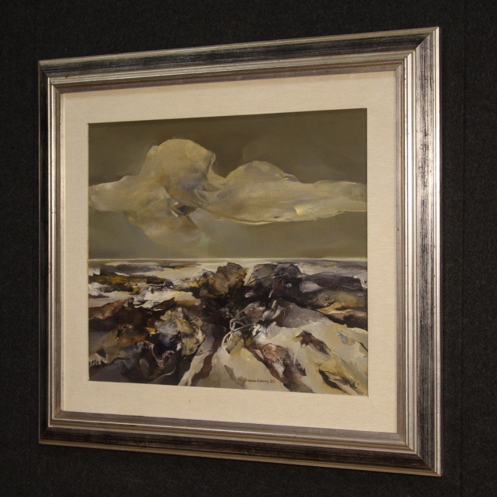 Italian Seascape Painting Signed Ferruccio Rosini Dated 1980-photo-3