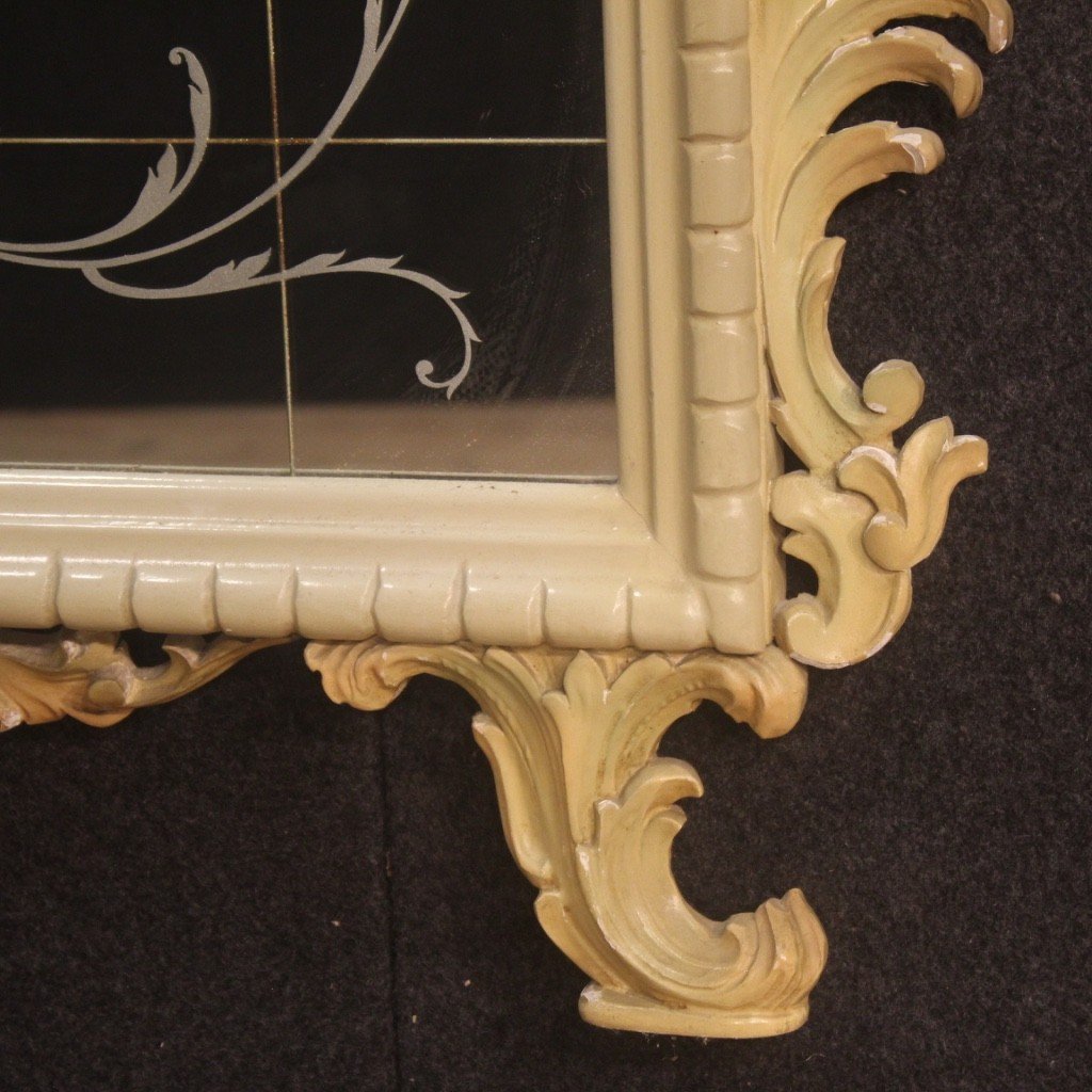 Italian Lacquered Mirror With Floral Decorations From 20th Century-photo-7