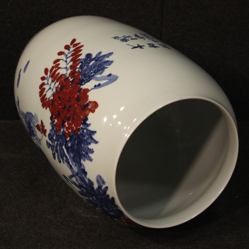 Vase Chinois En Céramique Peint Avec Coqs Et Décorations Florales-photo-7