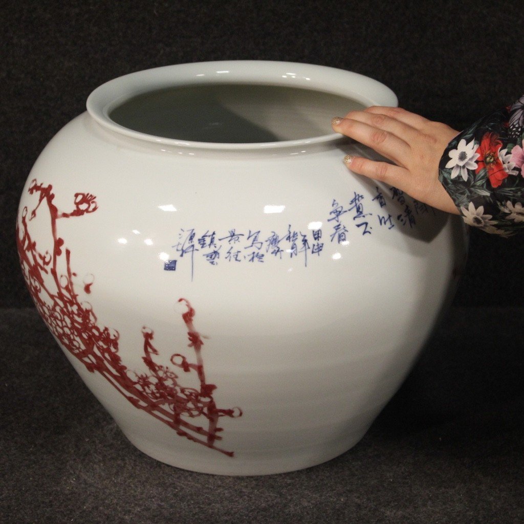 Vase Chinois En Céramique Peint Avec Fleurs Et Animaux-photo-4
