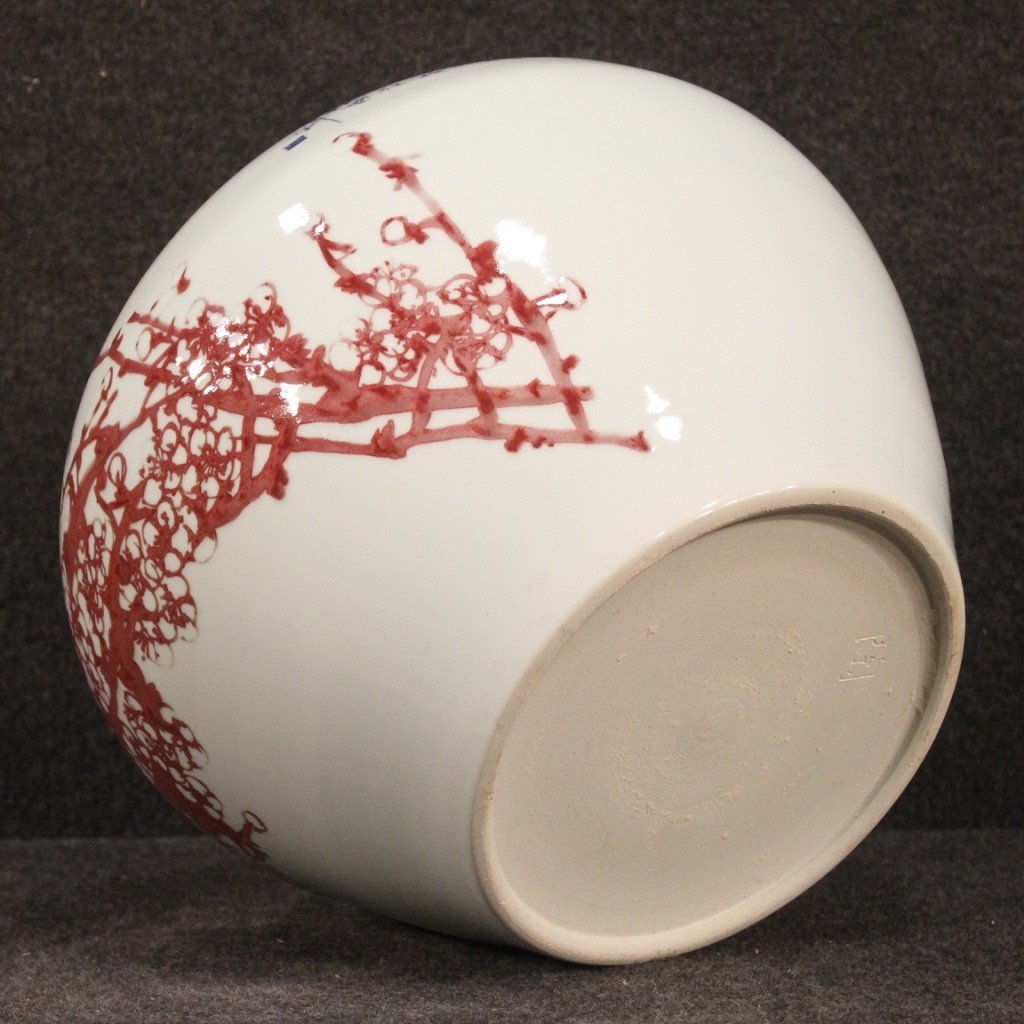 Vase Chinois En Céramique Peint Avec Fleurs Et Animaux-photo-2