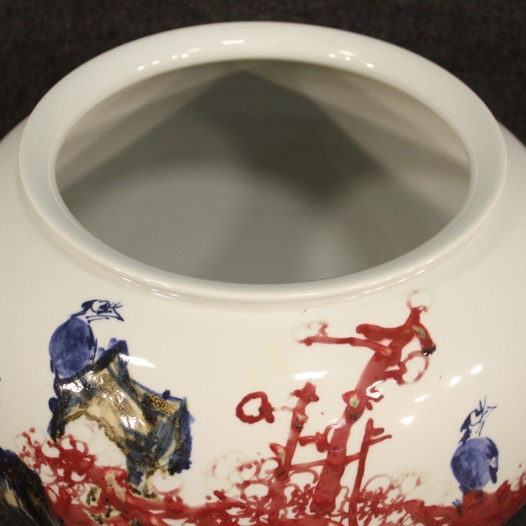 Vase Chinois En Céramique Peint Avec Fleurs Et Animaux-photo-5