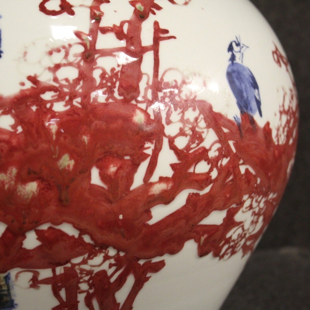 Vase Chinois En Céramique Peint Avec Fleurs Et Animaux-photo-7