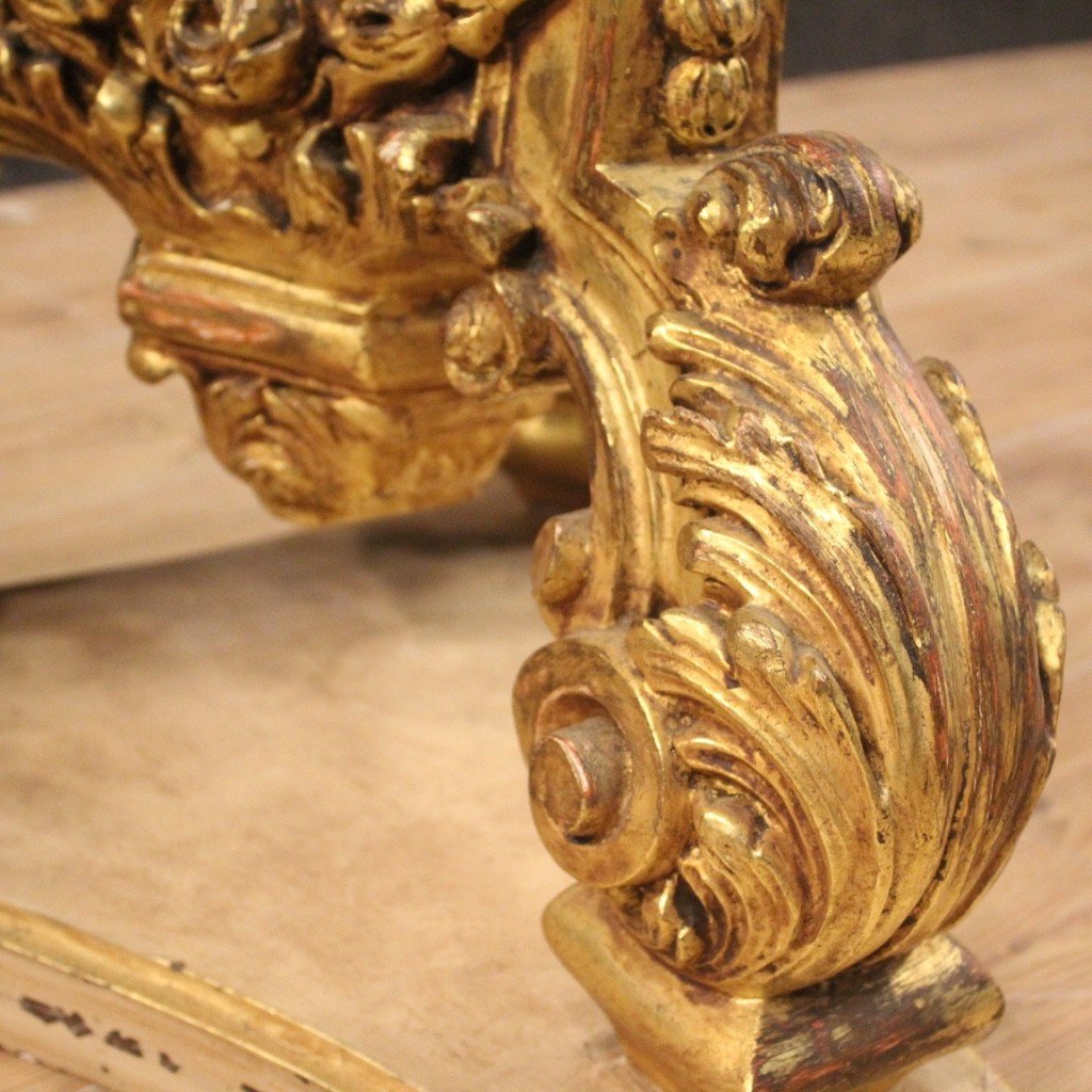 Italian Lacquered And Gilded Round Coffee Table With Glass Top-photo-5
