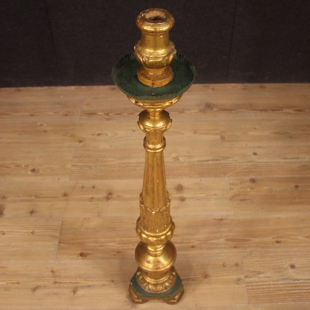 Lacquered And Gilded Torch Holder From 19th Century-photo-5
