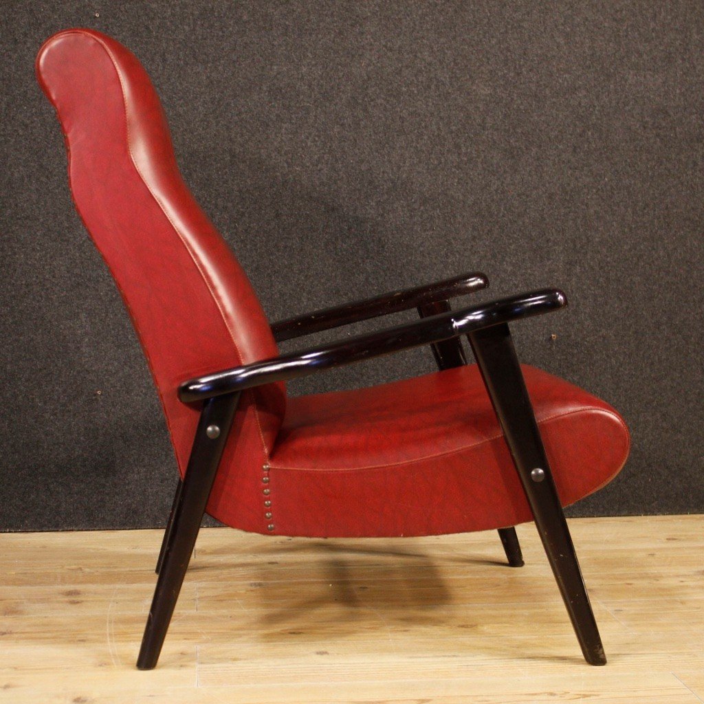 Italian Design Armchair In Red Faux Leather From The 70s-photo-8