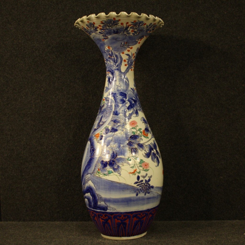 Japanese Vase In Glazed And Painted Ceramic From 20th Century-photo-4
