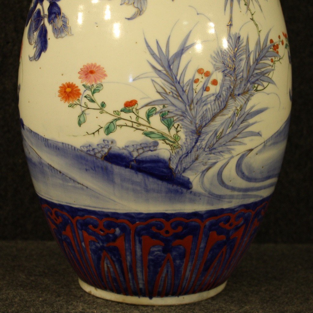 Japanese Vase In Glazed And Painted Ceramic From 20th Century-photo-3