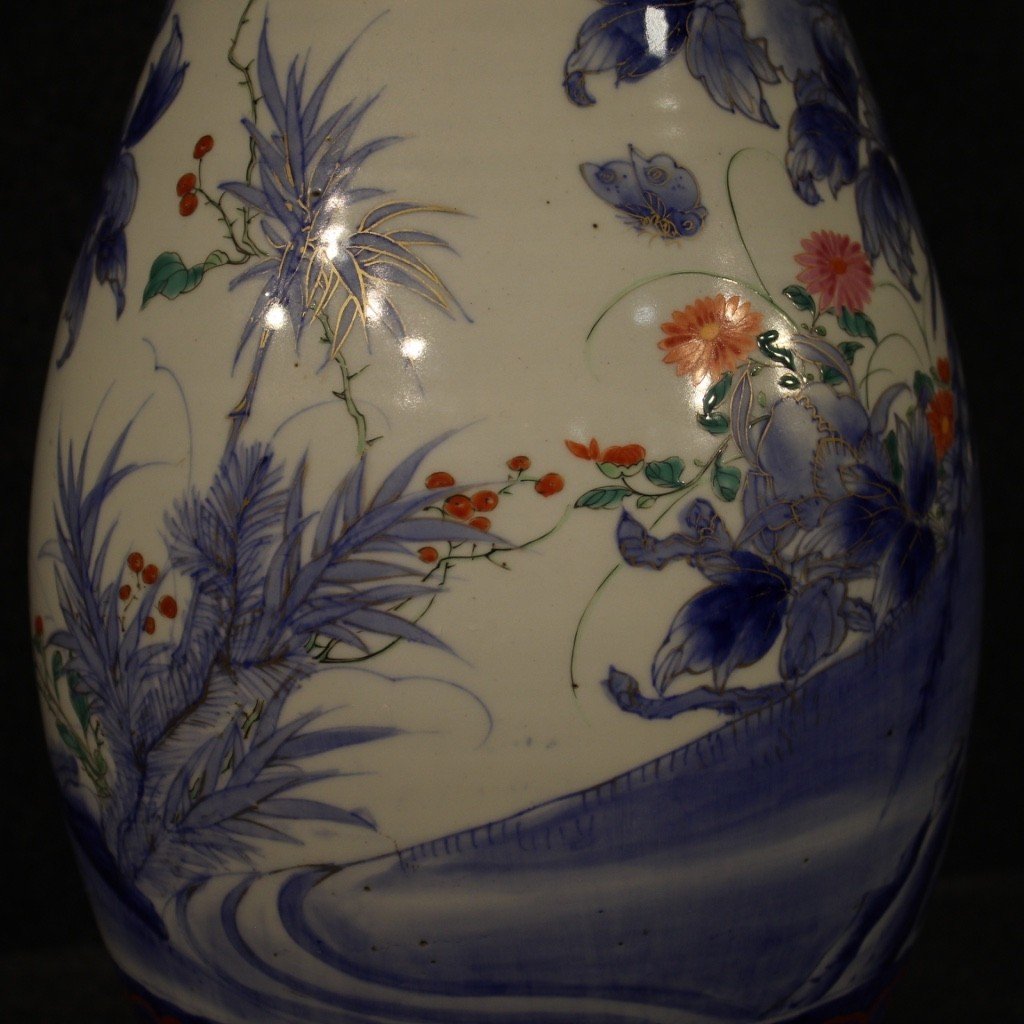 Japanese Vase In Glazed And Painted Ceramic From 20th Century-photo-8