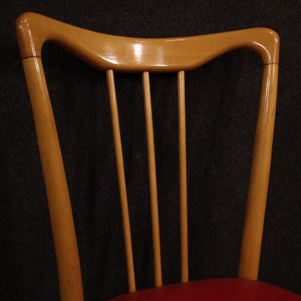 Italian Design Chairs In Exotic Wood And Faux Leather From 60s-photo-7
