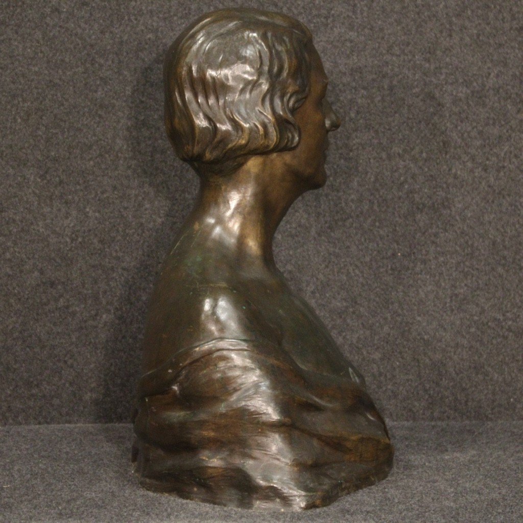 Bronze Sculpture Bust Of A Lady Signed And Dated 1930-photo-2