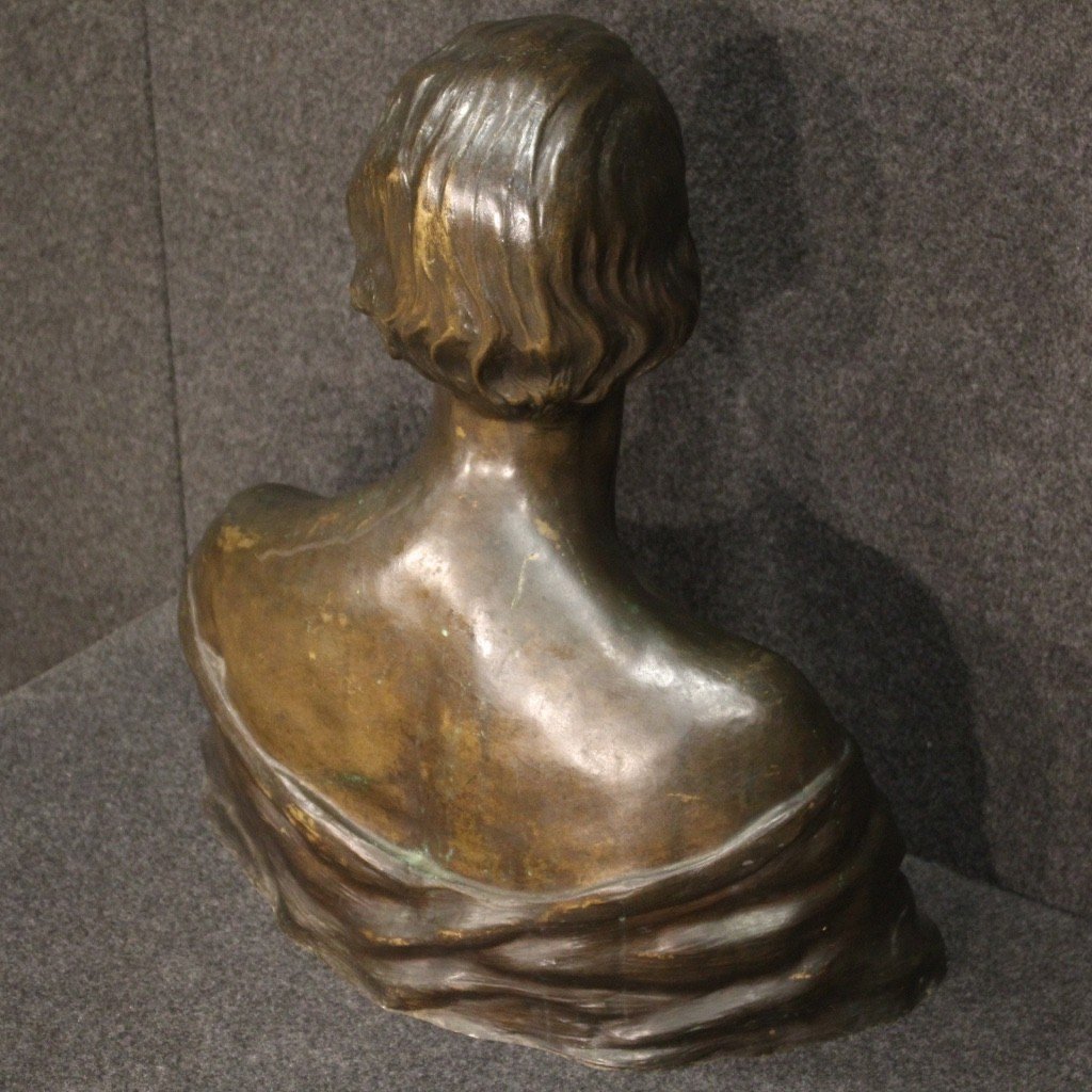 Bronze Sculpture Bust Of A Lady Signed And Dated 1930-photo-4