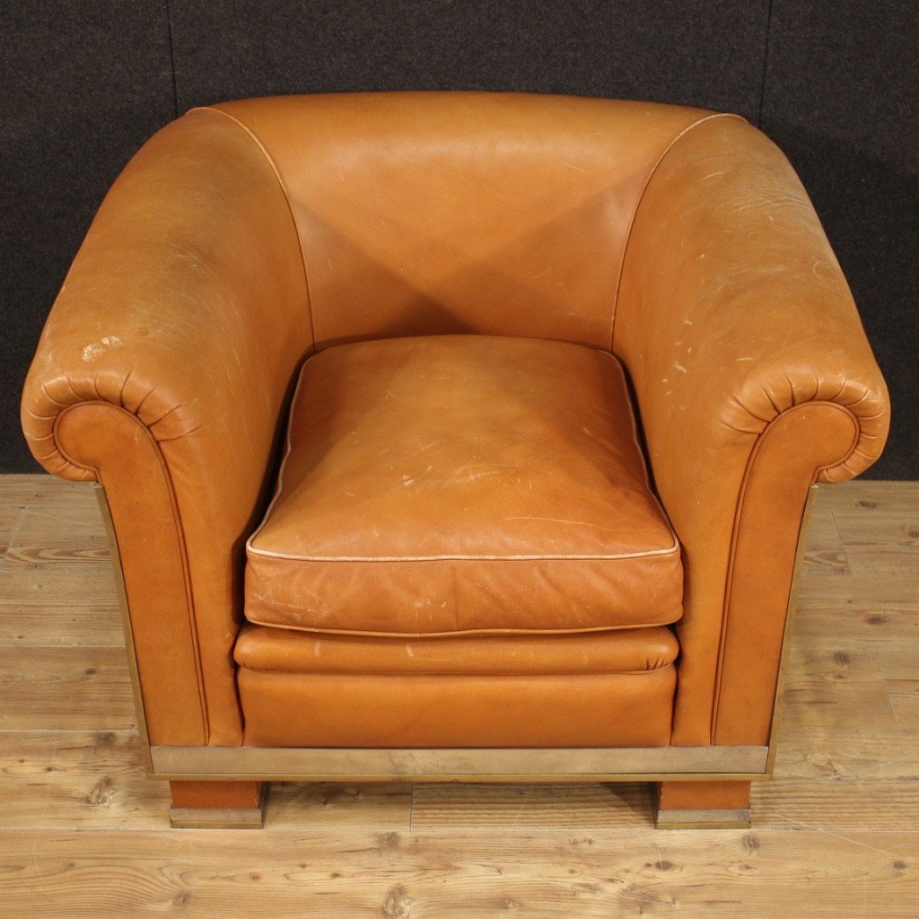 Italian Design Armchair In Leather From The 70s-photo-3