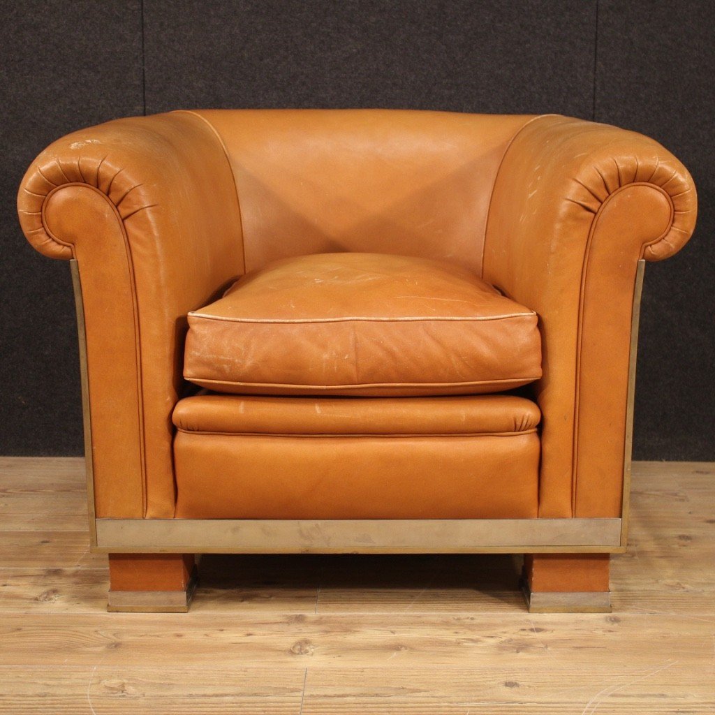 Fauteuil De Design Italien En Cuir Des Années 70-photo-4