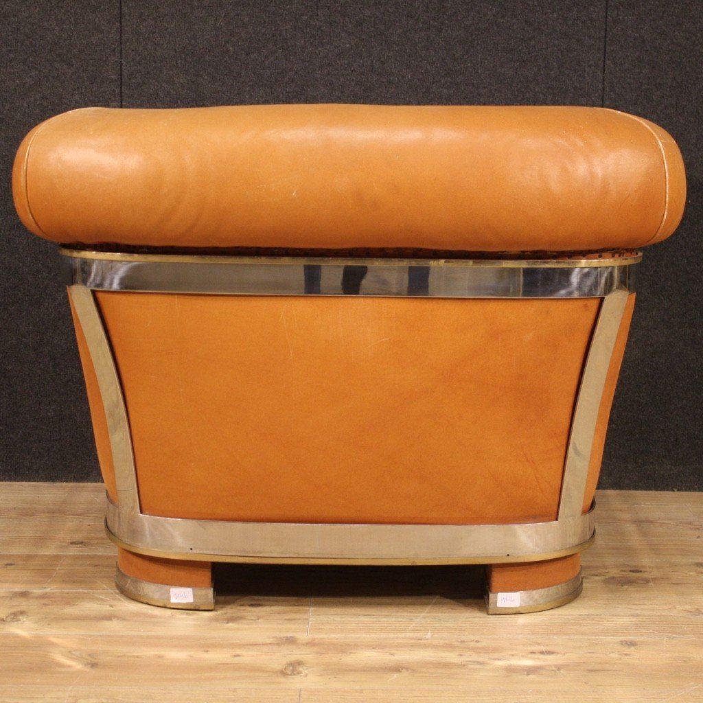 Fauteuil De Design Italien En Cuir Des Années 70-photo-1