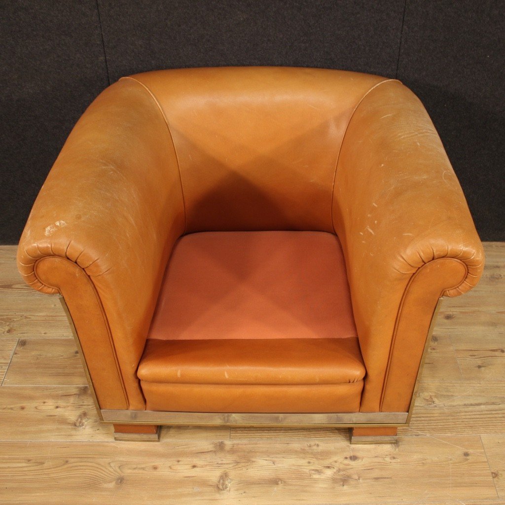 Fauteuil De Design Italien En Cuir Des Années 70-photo-3