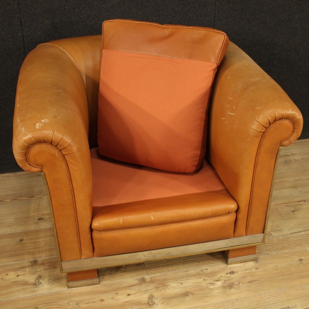 Italian Design Armchair In Leather From The 70s-photo-5