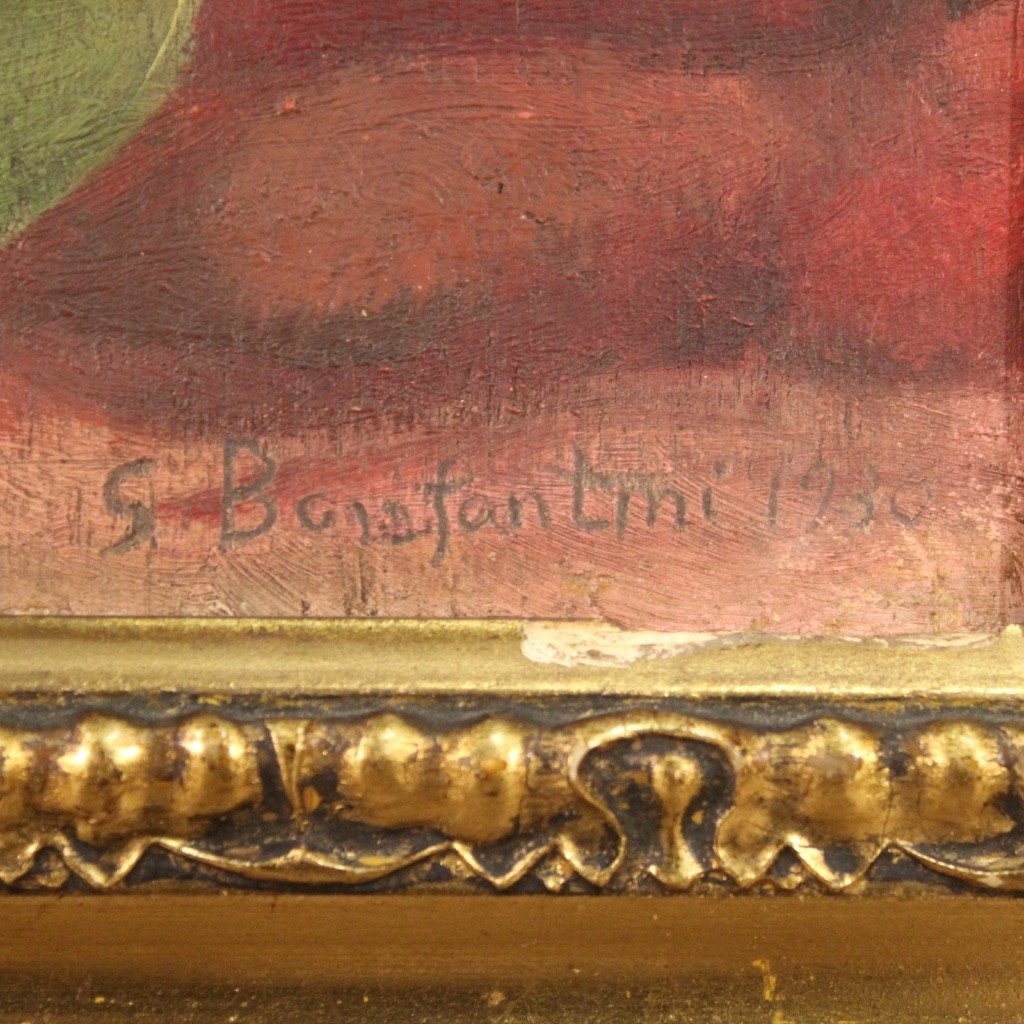 Tableau Italien Signé Nature Morte Datée 1930-photo-1
