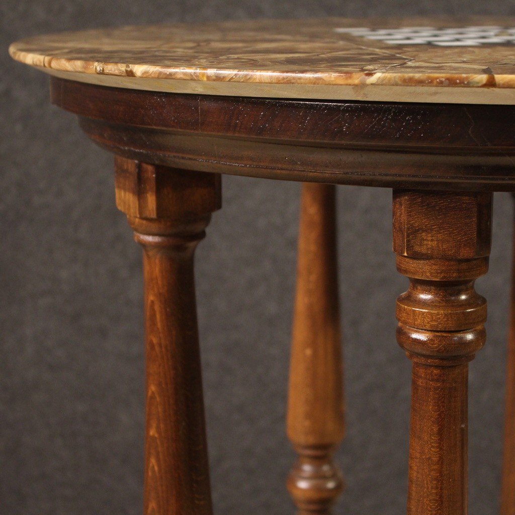 Table à Jeux Avec Dessus En Marbre Et Onyx Avec échiquier Du 20ème Siècle-photo-8