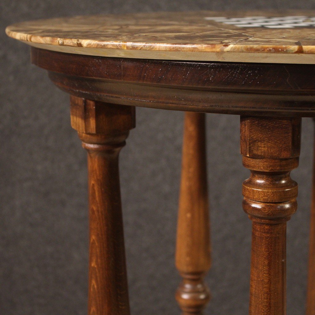 Game Table With Marble And Onyx Top With Chessboard From The 20th Century-photo-8