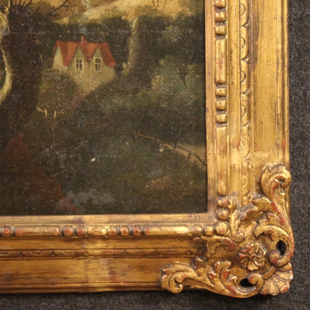 Ancienne Huile Sur Toile Française Peinture De Paysage Du 18ème Siècle-photo-4