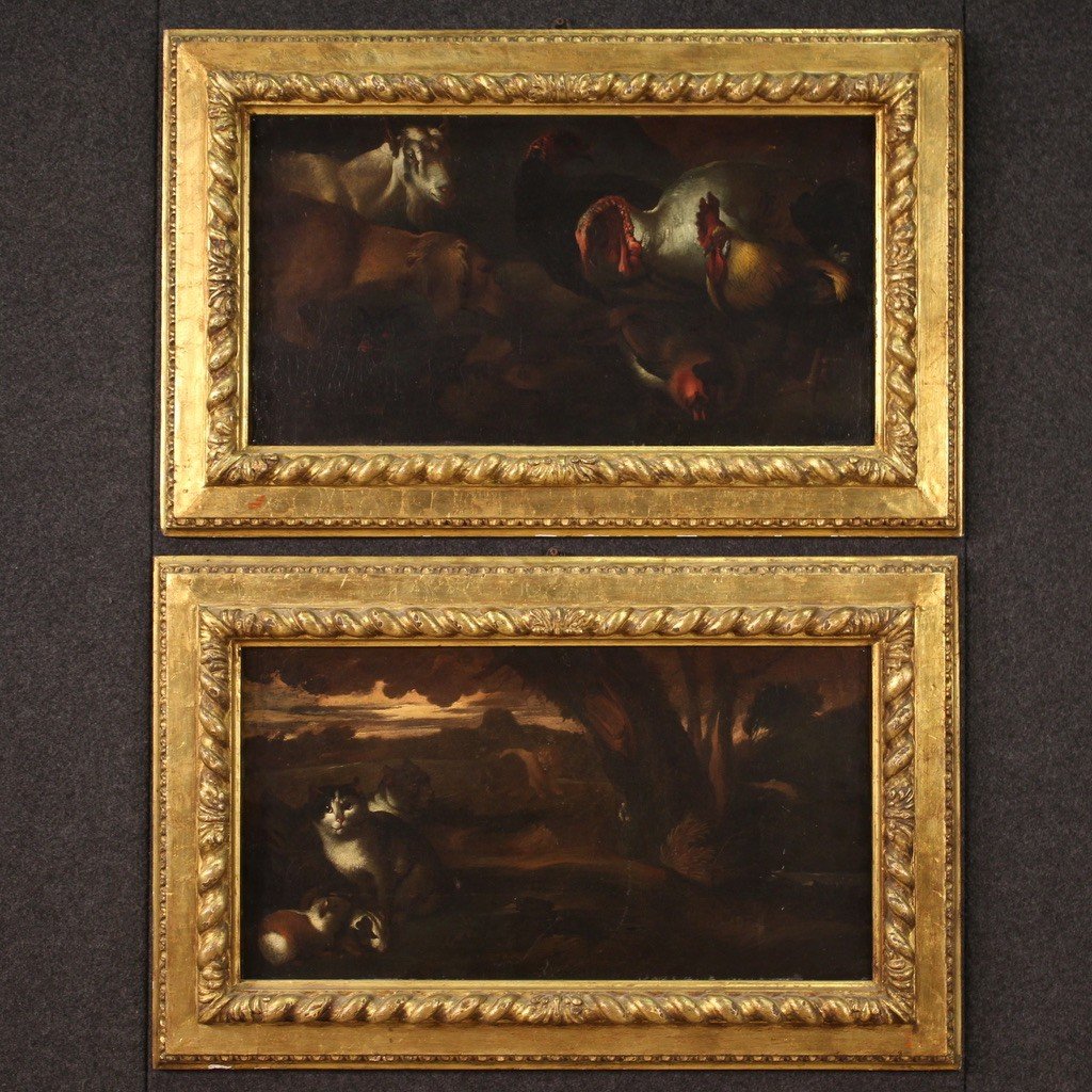 Pair Of Antique Paintings From The Second Half Of The 17th Century
