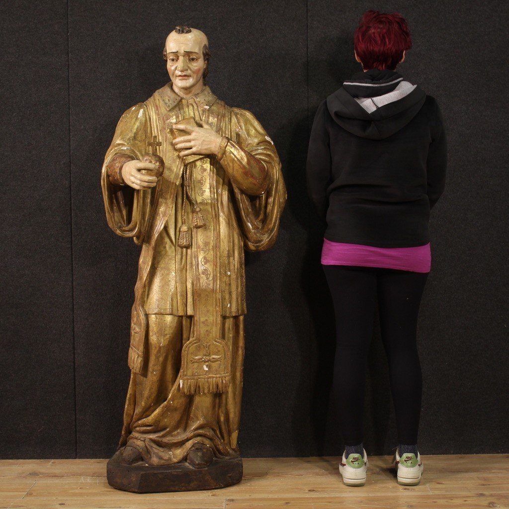 Great Wooden Sculpture Of Saint Francis De Sales From The 18th Century-photo-2