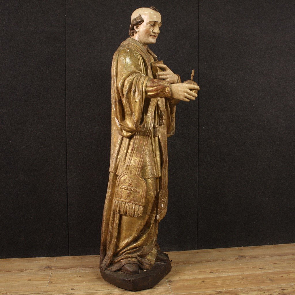 Great Wooden Sculpture Of Saint Francis De Sales From The 18th Century-photo-1