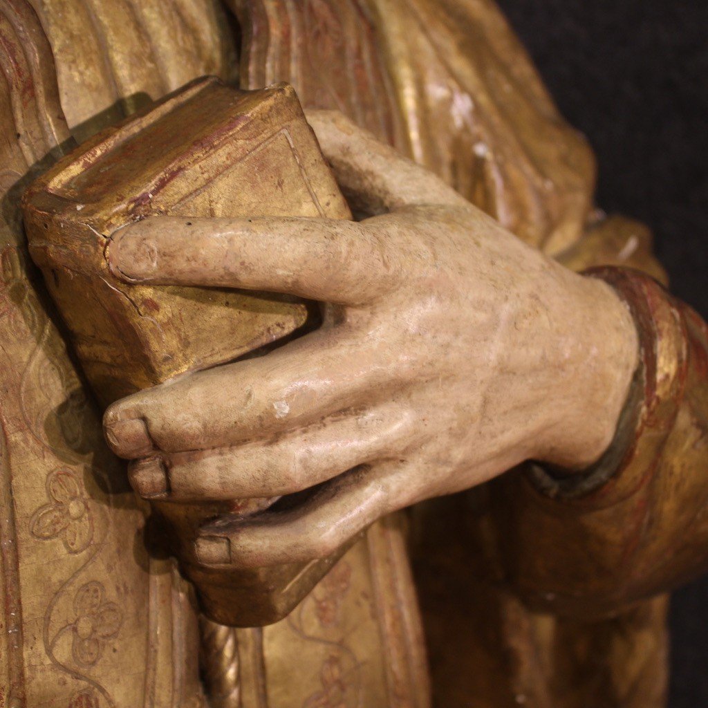 Great Wooden Sculpture Of Saint Francis De Sales From The 18th Century-photo-4