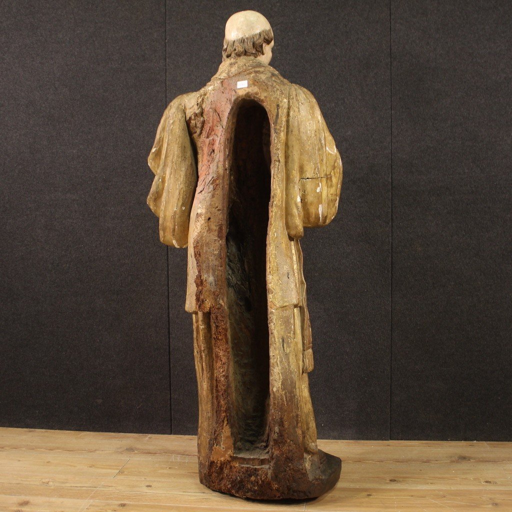 Great Wooden Sculpture Of Saint Francis De Sales From The 18th Century-photo-5