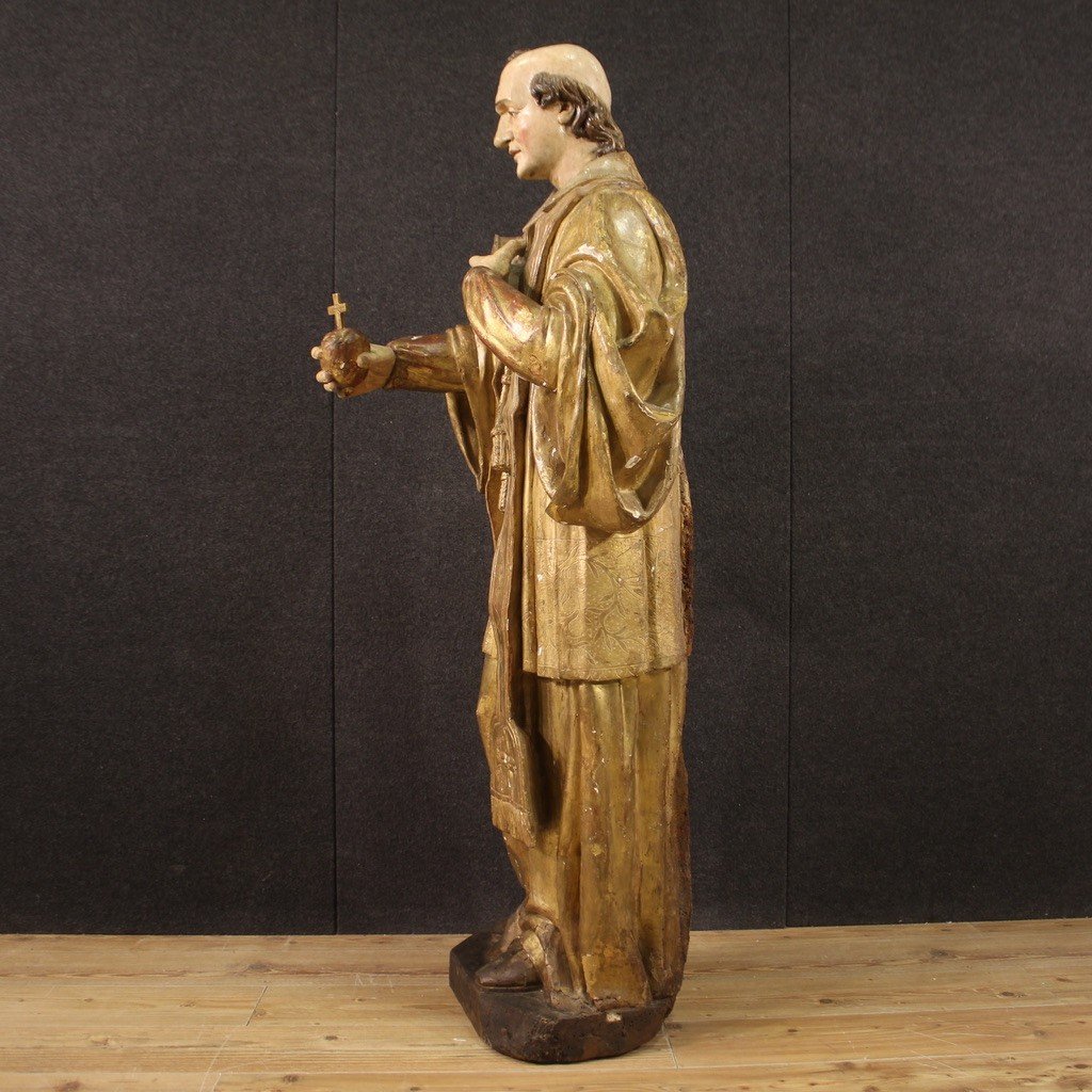Great Wooden Sculpture Of Saint Francis De Sales From The 18th Century-photo-7