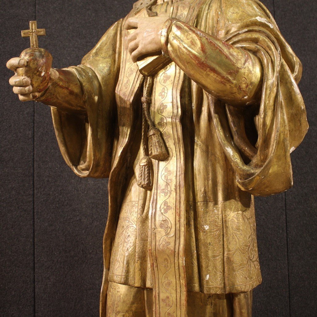 Great Wooden Sculpture Of Saint Francis De Sales From The 18th Century-photo-8