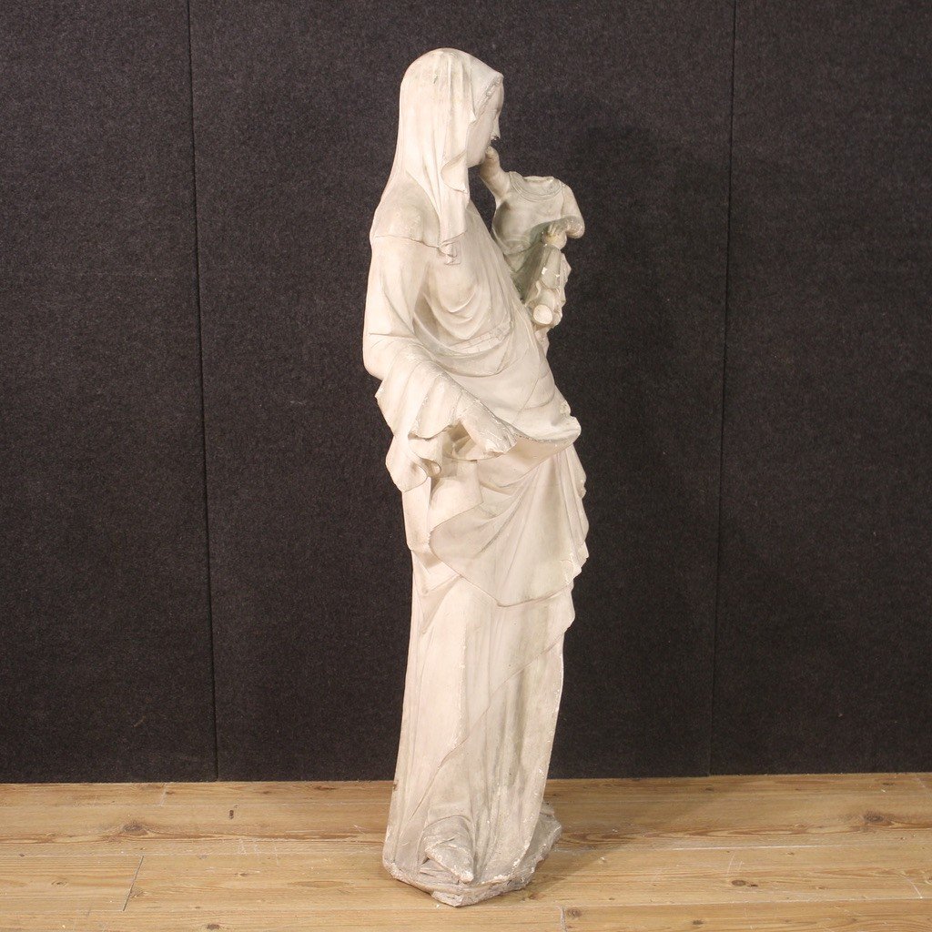 Madonna With Child, Great Plaster Sculpture From The 20th Century-photo-3