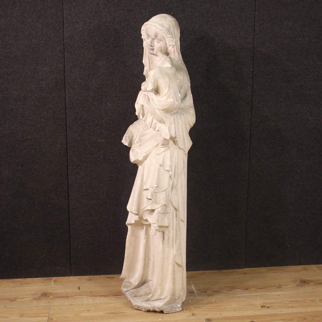 Madonna With Child, Great Plaster Sculpture From The 20th Century-photo-2