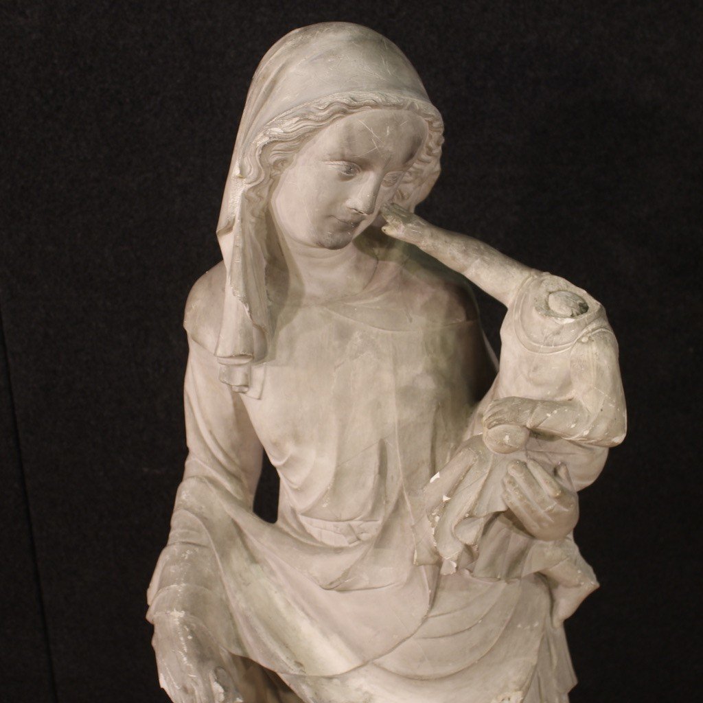 Madonna With Child, Great Plaster Sculpture From The 20th Century-photo-7