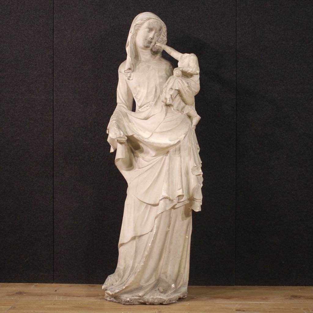 Madonna With Child, Great Plaster Sculpture From The 20th Century