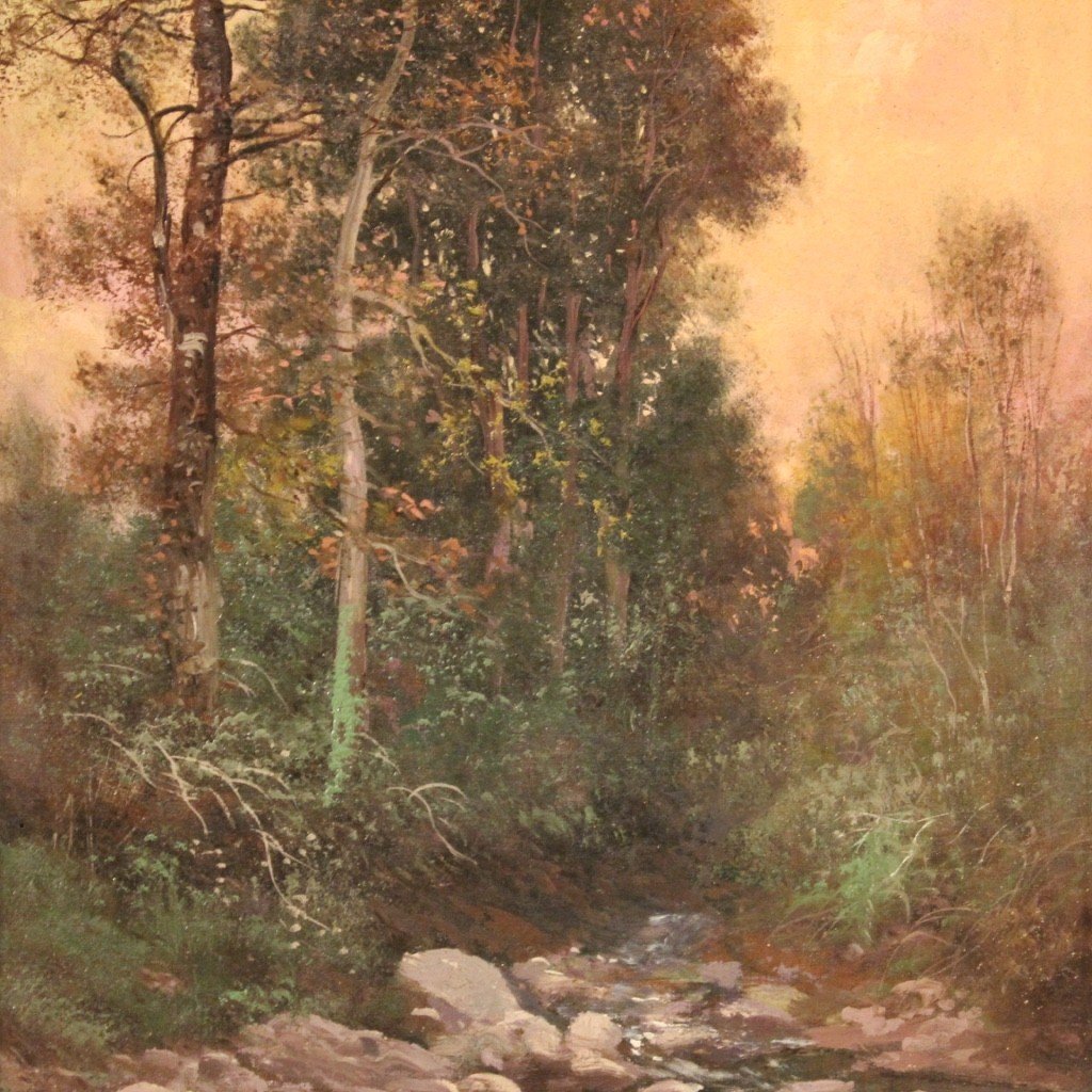 Signed Painting Landscape Oil On Canvas From The 19th Century-photo-3