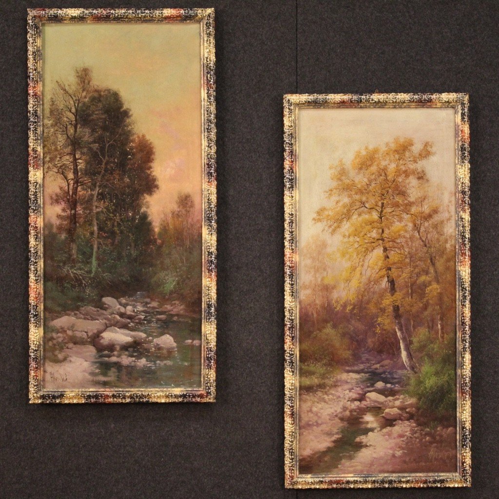 Signed Painting Landscape Oil On Canvas From The 19th Century-photo-6