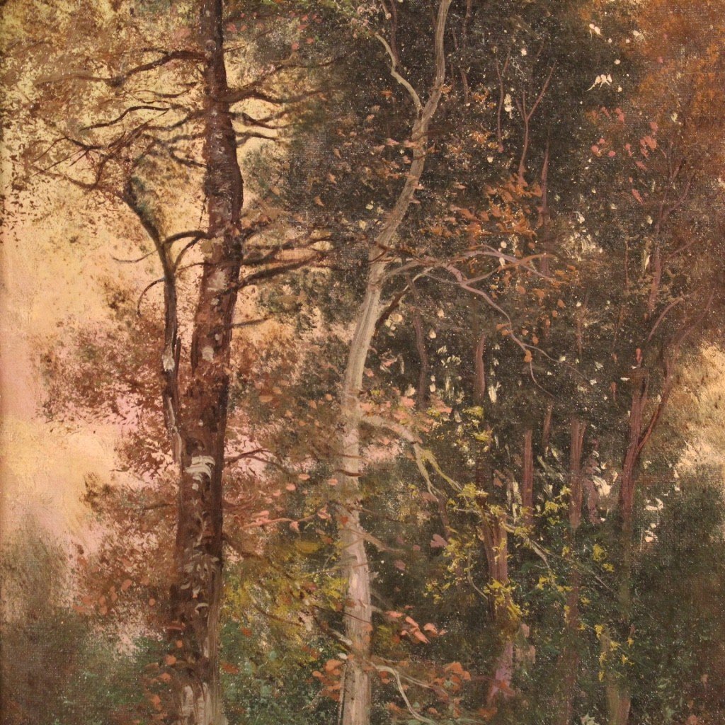Signed Painting Landscape Oil On Canvas From The 19th Century-photo-7