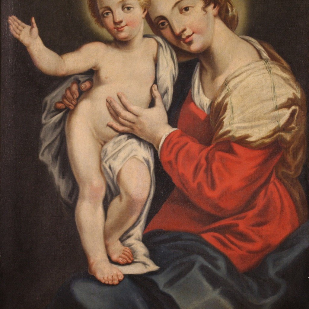 Peinture Vierge à l'Enfant De La Première Moitié Du 18ème Siècle-photo-4